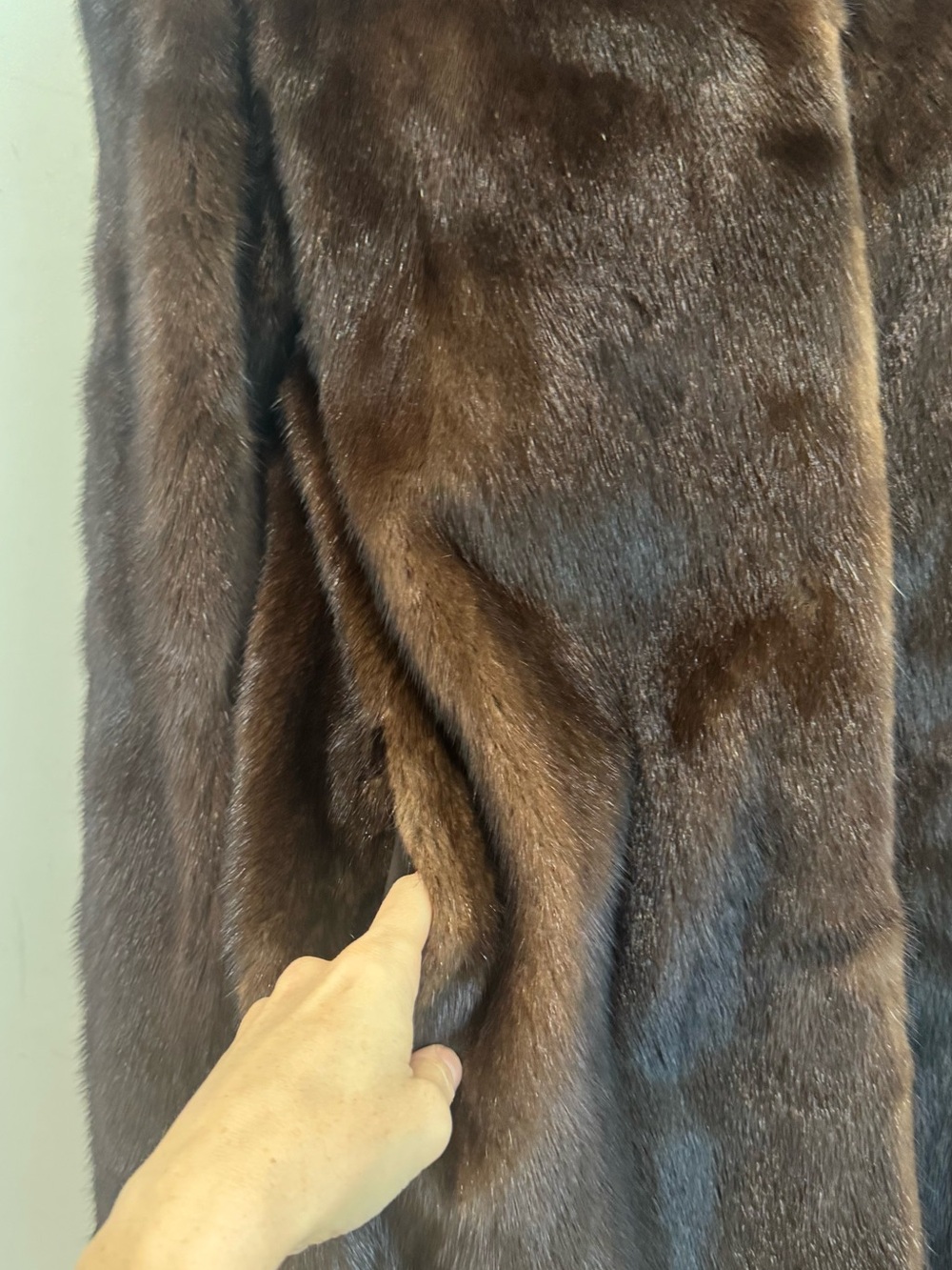 GENUINE MINK Fur Brown funnel neck coat in brown - Picture 12 of 12